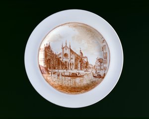 板材与SS Giovanni e Paolo，Murano Miotti Glasswork，威尼斯，c。 1741年（白色不透明玻璃（lattimo））